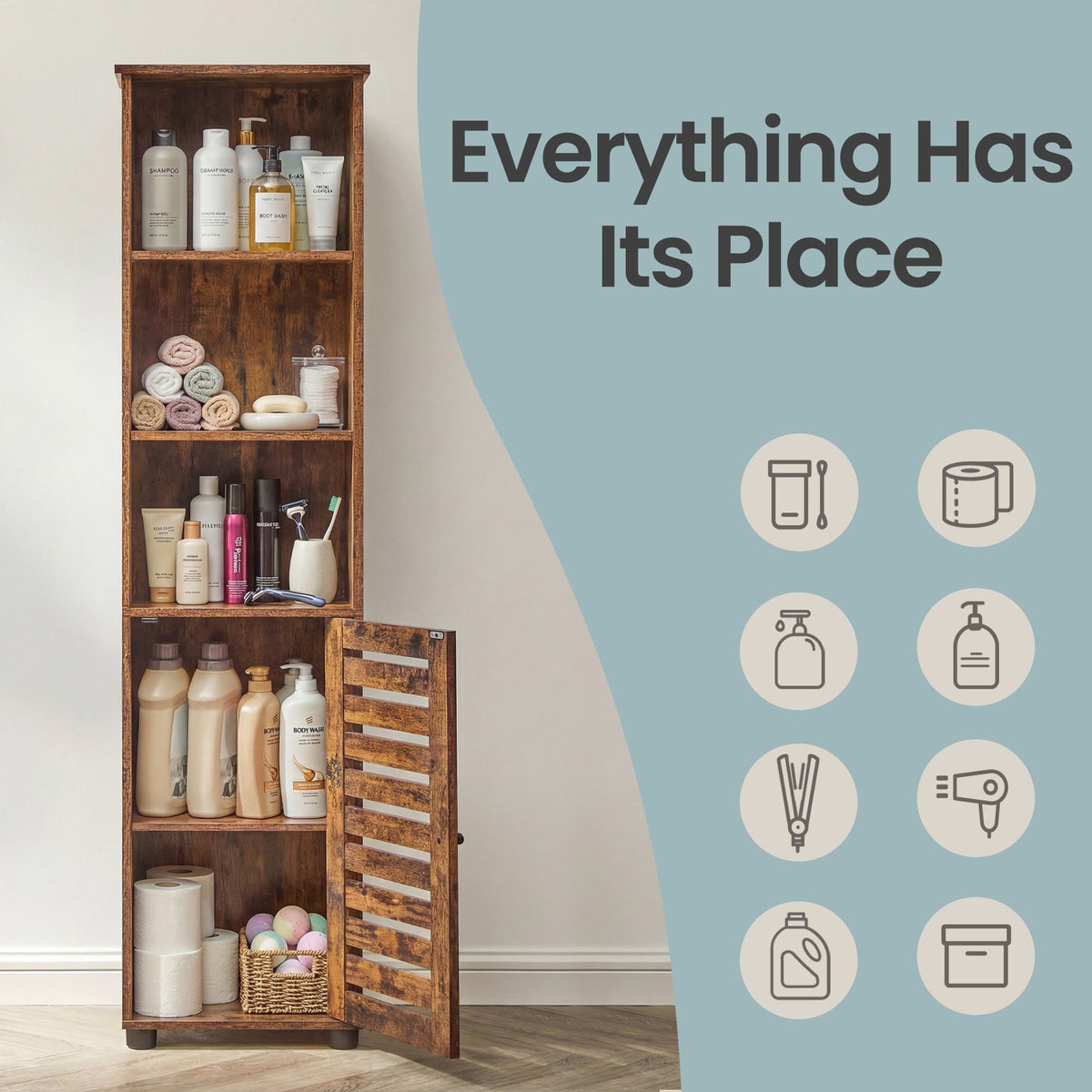 Freestanding Tall Bathroom Storage Cabinet, Bathroom Floor Cabinet, with Open Shelves, Adjustable Shelves - image 6