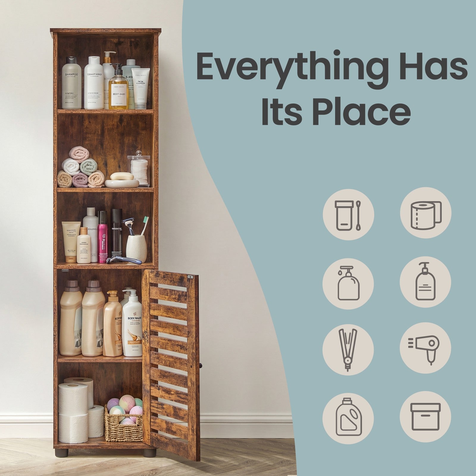 Freestanding Tall Bathroom Storage Cabinet, Bathroom Floor Cabinet, with Open Shelves, Adjustable Shelves - image 6