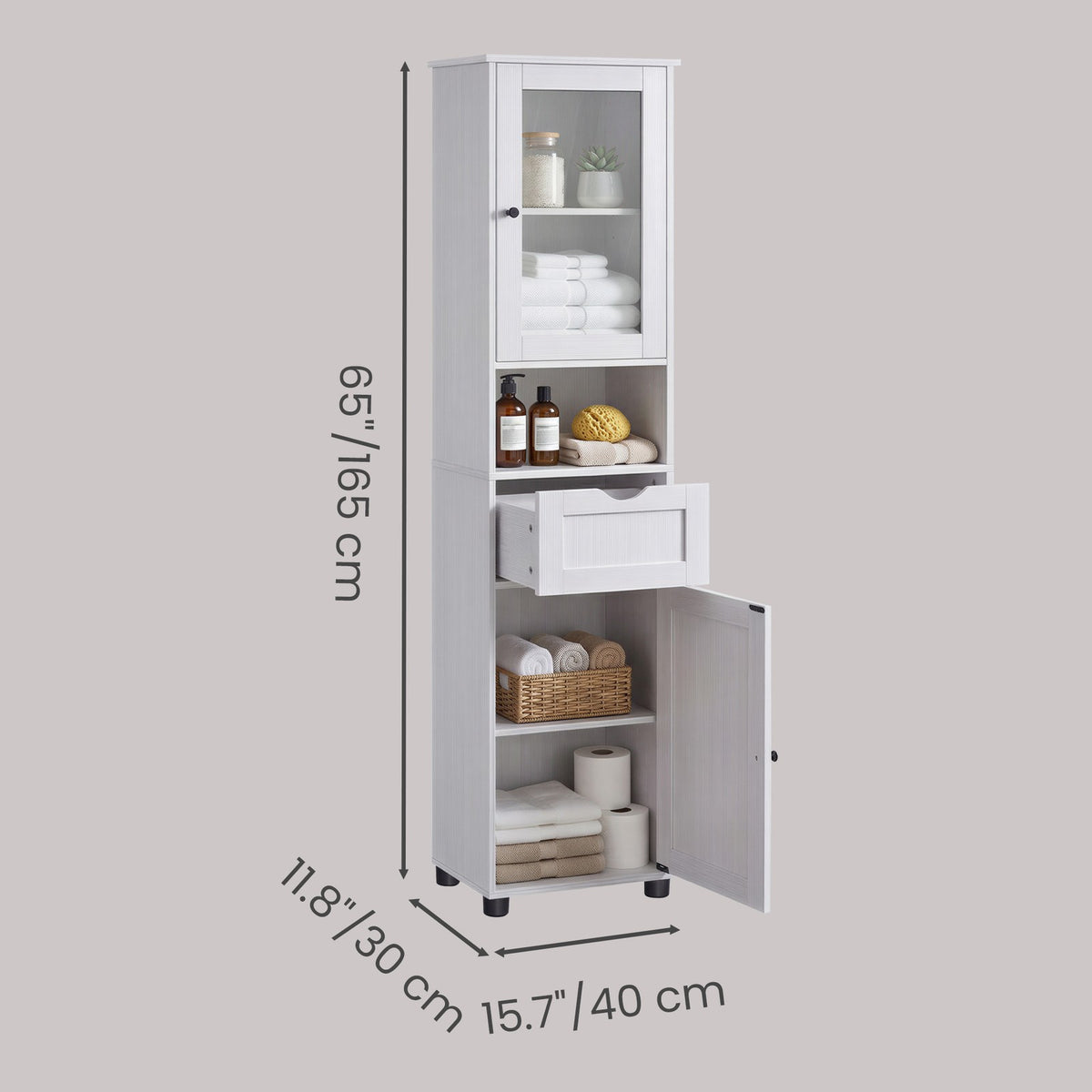 Tall Bathroom Cabinet, Slim Bathroom Storage Cupboard - image 3
