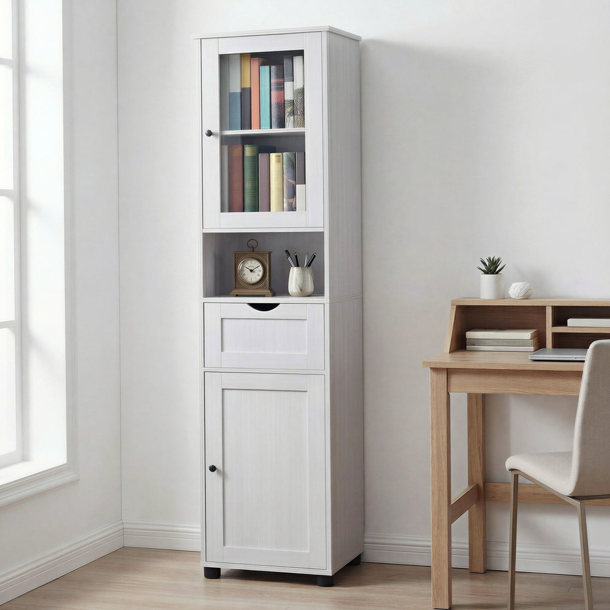 Tall Bathroom Cabinet, Slim Bathroom Storage Cupboard - image 5