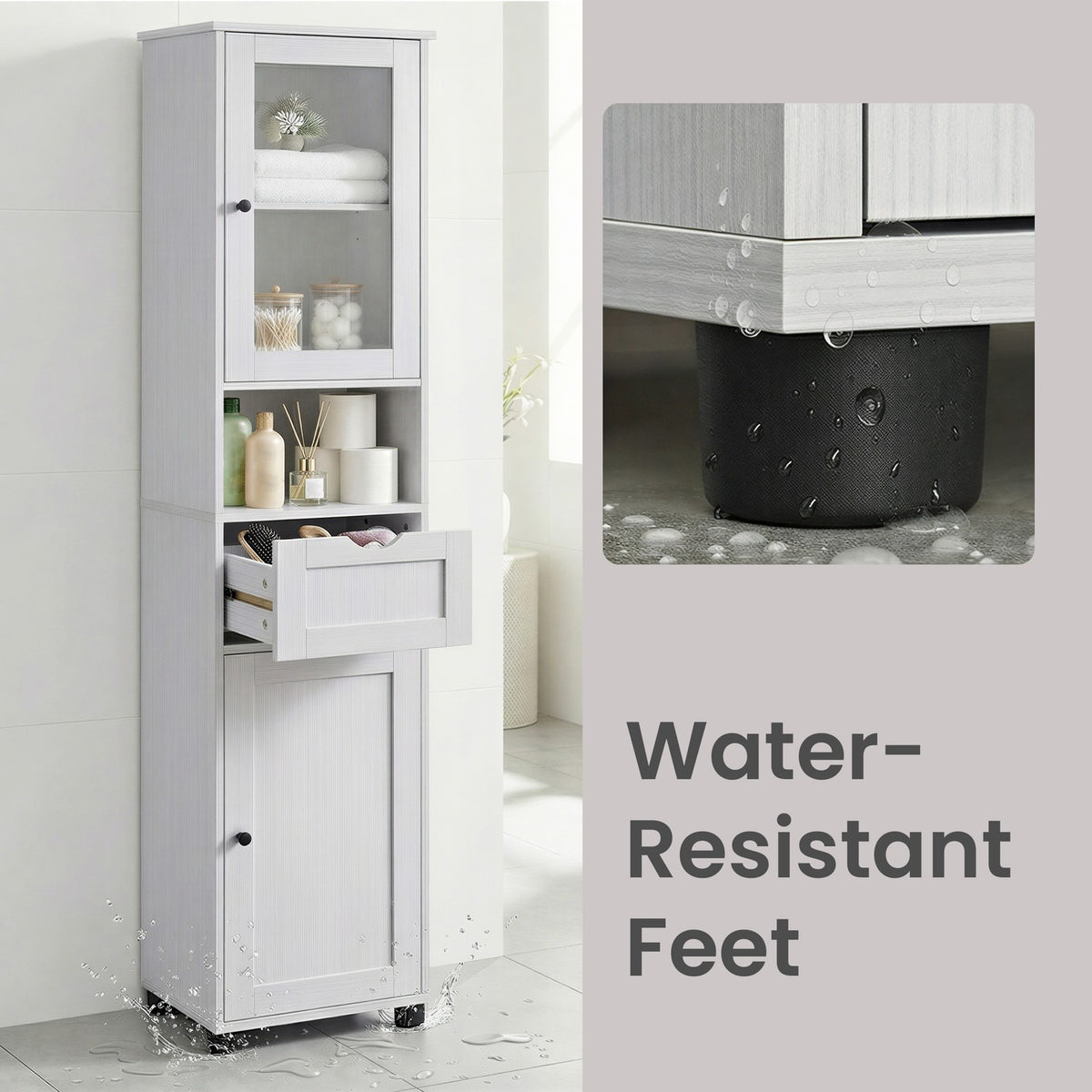 Tall Bathroom Cabinet, Slim Bathroom Storage Cupboard - image 8