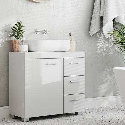 Pedestal Under Sink Bathroom Storage Cabinet, Bathroom vanity unit with 3 Drawers, 30 x 70 x 64 cm, White - image 2