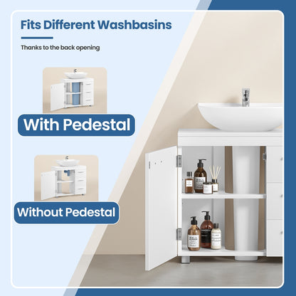 Pedestal Under Sink Bathroom Storage Cabinet, Bathroom vanity unit with 3 Drawers, 30 x 70 x 64 cm, White - image 3