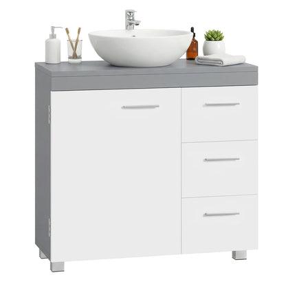 Pedestal Under Sink Bathroom Storage Cabinet, Bathroom vanity unit with 3 Drawers, 30 x 70 x 64 cm, White - image 8