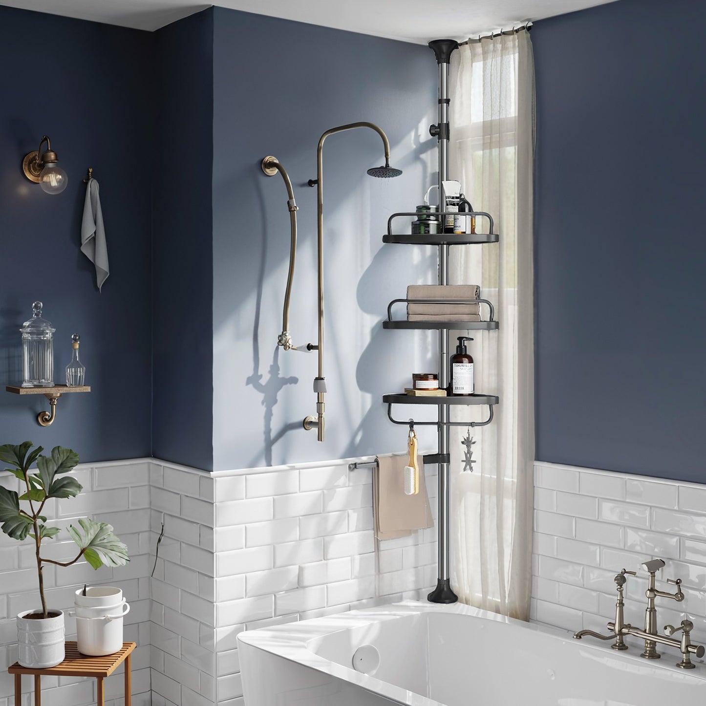 Shower Caddy, Telescopic Corner Shower Shelf for Bathroom, Stainless Steel - image 3