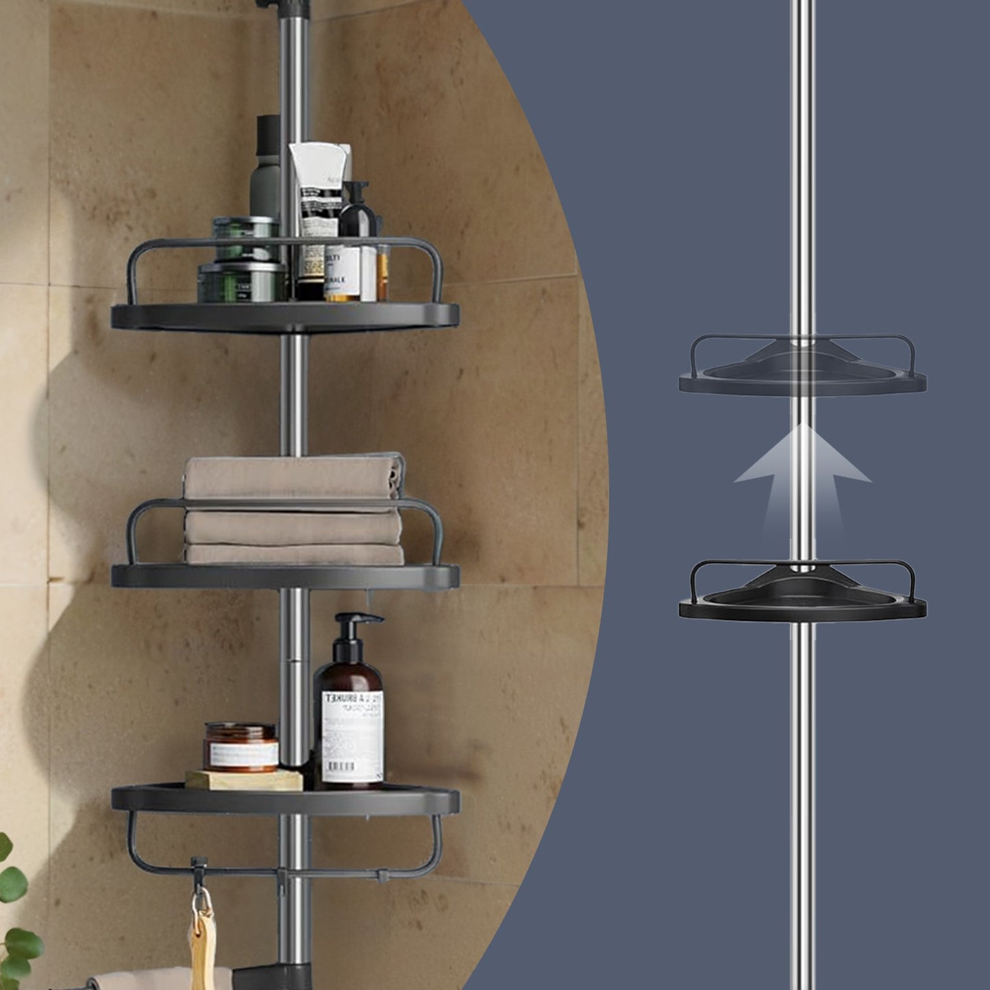 Shower Caddy, Telescopic Corner Shower Shelf for Bathroom, Stainless Steel - image 4