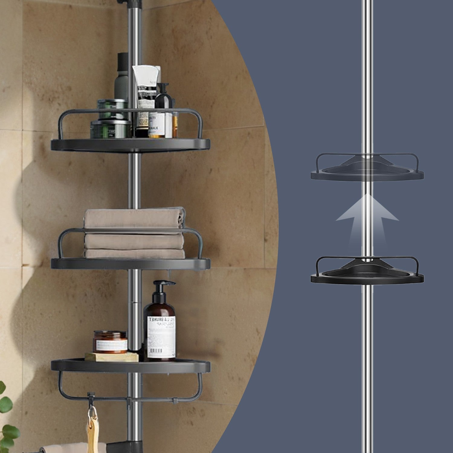 Shower Caddy, Telescopic Corner Shower Shelf for Bathroom, Stainless Steel - image 4