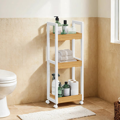 Space-Saving Bathroom Trolley, Slim Bathroom Shelf, 3-Tier Storage Trolley on Wheels - image 2
