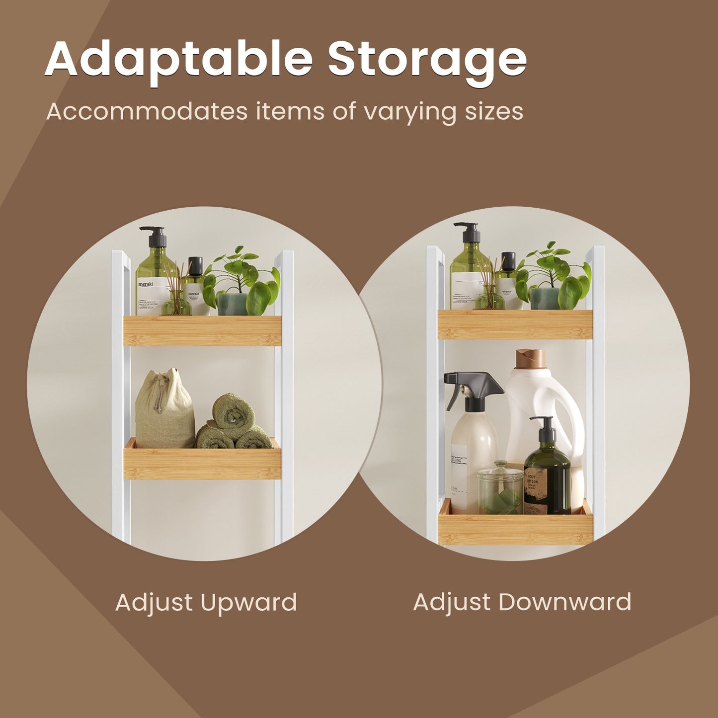 Space-Saving Bathroom Trolley, Slim Bathroom Shelf, 3-Tier Storage Trolley on Wheels - image 3