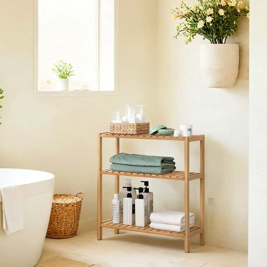 Bamboo Storage Shelf, 3-Tier Shelving Unit, Multifunctional - image 1