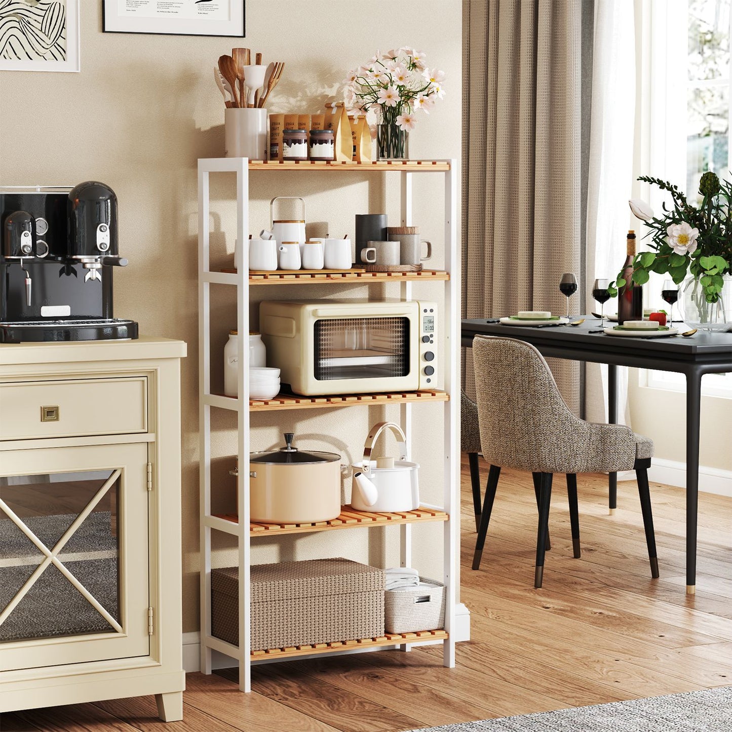 5-Tier Bamboo Storage Shelf, Shelving Unit, Multifunctional - image 3