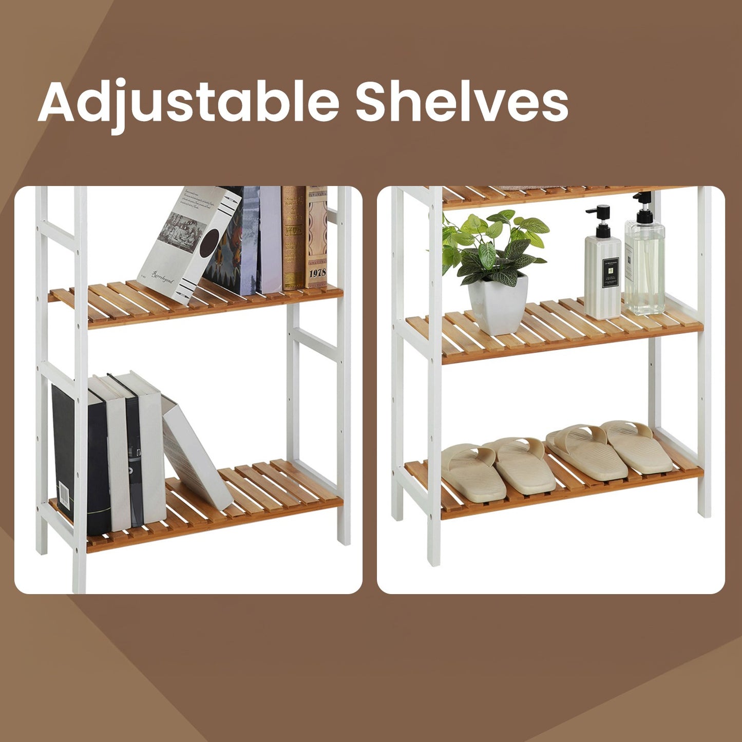 5-Tier Bamboo Storage Shelf, Shelving Unit, Multifunctional - image 5