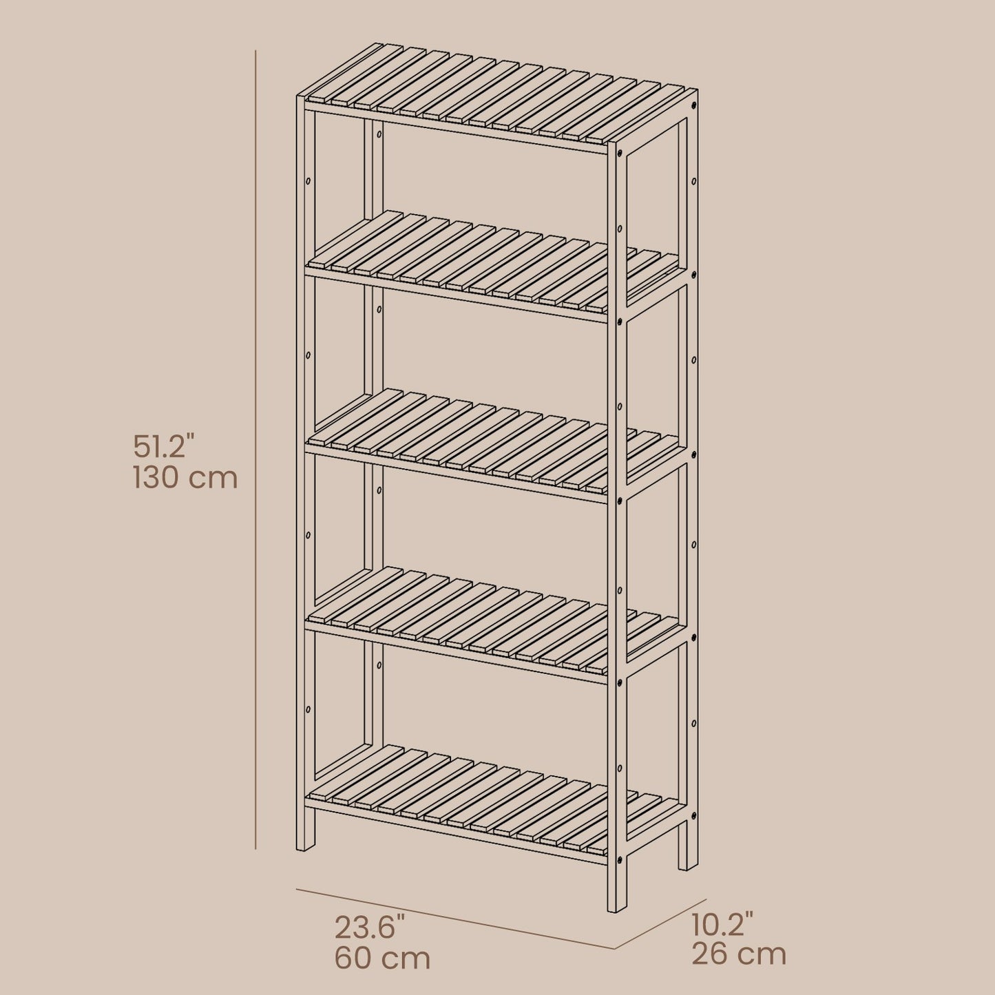 5-Tier Bamboo Storage Shelf, Shelving Unit, Multifunctional - image 6