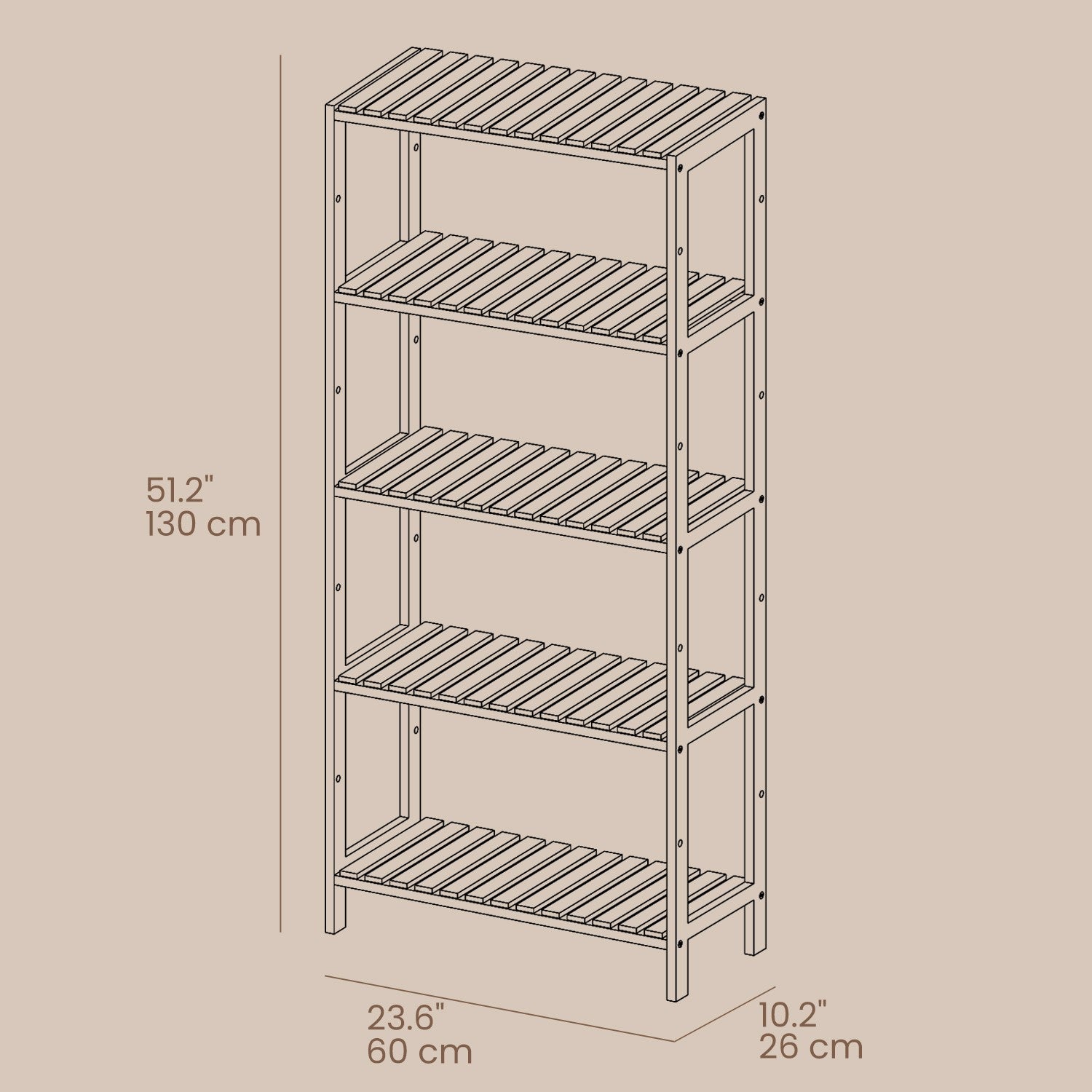 5-Tier Bamboo Storage Shelf, Shelving Unit, Multifunctional - image 6