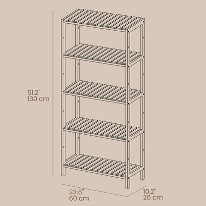 5-Tier Bamboo Storage Shelf, Shelving Unit, Multifunctional - image 6