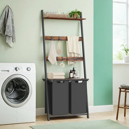 2-Compartment Laundry Basket, Pull-Out Bags, Blanket Ladder - image 1