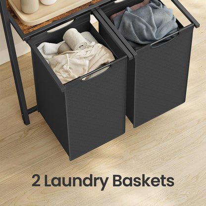 2-Compartment Laundry Basket, Pull-Out Bags, Blanket Ladder - image 4