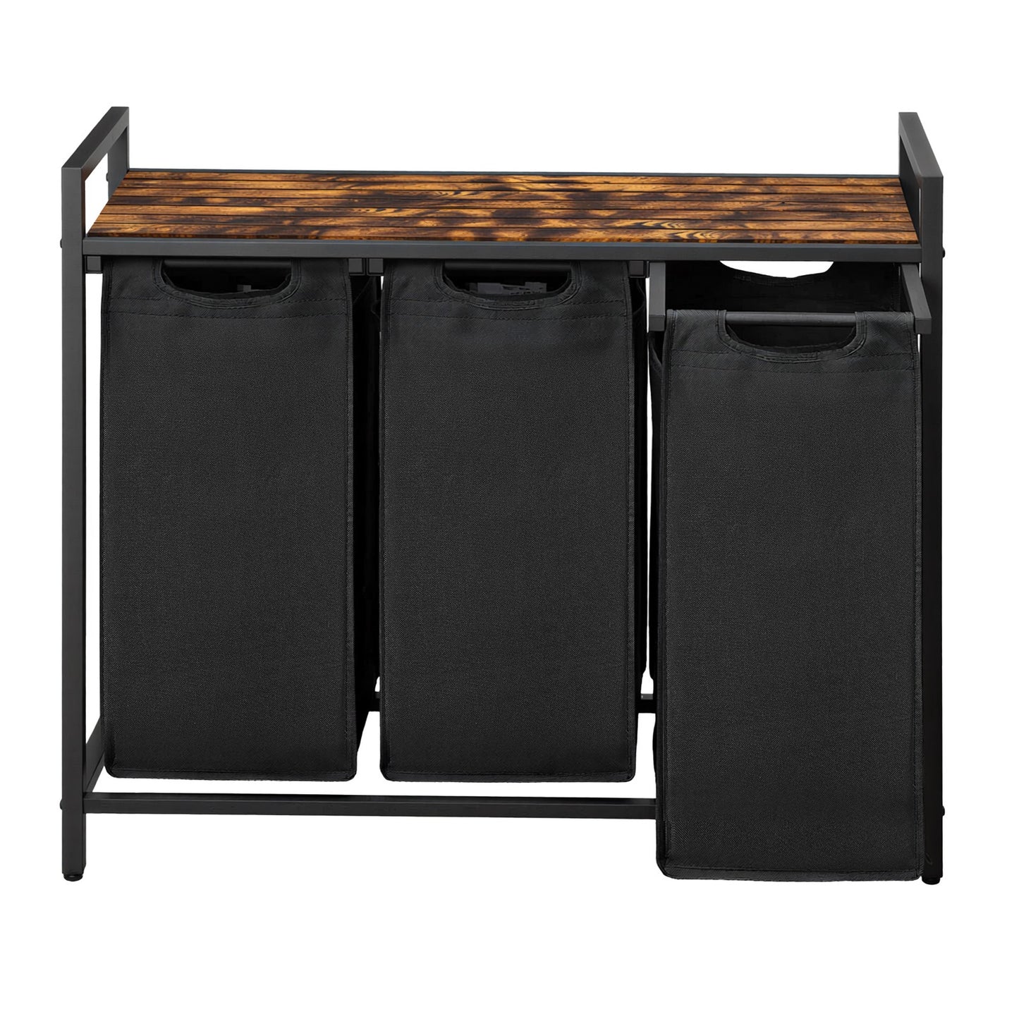 3-Section Laundry Hamper with Removable Bags, Laundry Basket with Shelf for Bedroom, 3 x 38 L, Black and Grey - image 36