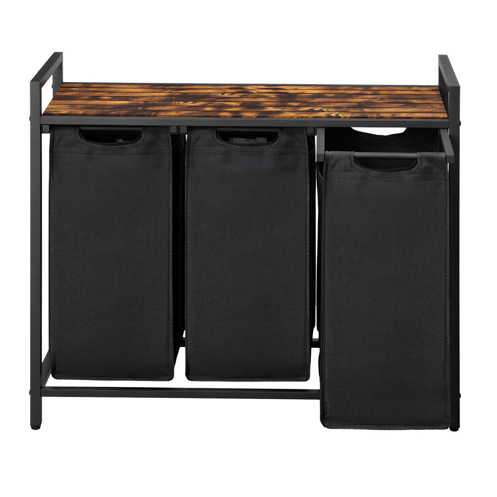 3-Section Laundry Hamper with Removable Bags, Laundry Basket with Shelf for Bedroom, 3 x 38 L, Black and Grey - image 36