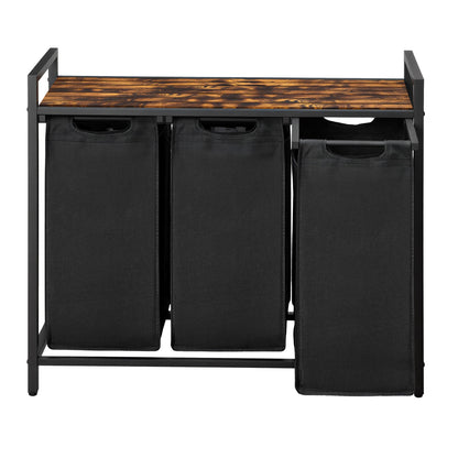 3-Section Laundry Hamper with Removable Bags, Laundry Basket with Shelf for Bedroom, 3 x 38 L, Black and Grey - image 36