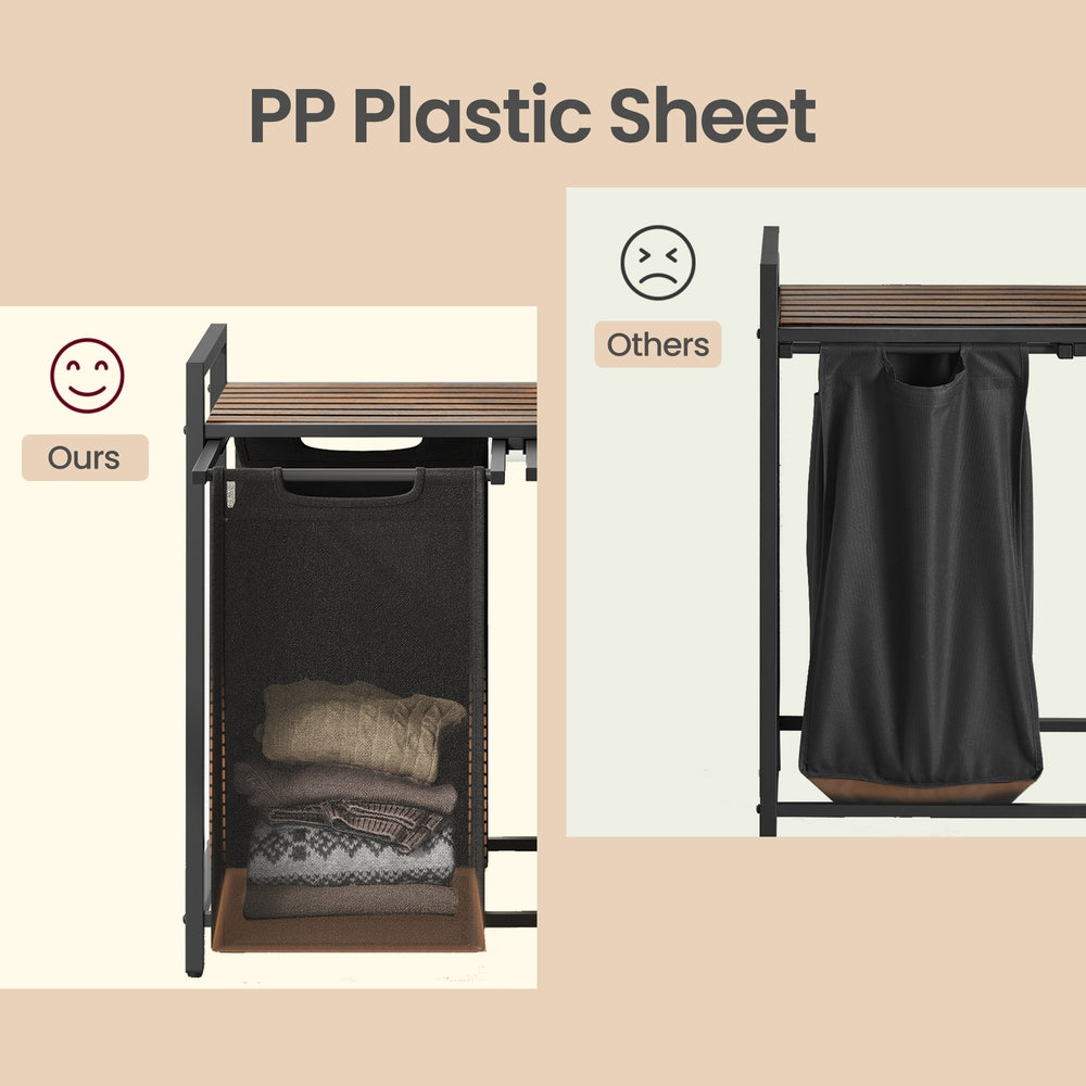 3-Section Laundry Hamper with Removable Bags, Laundry Basket with Shelf for Bedroom, 3 x 38 L, Black and Grey - image 41