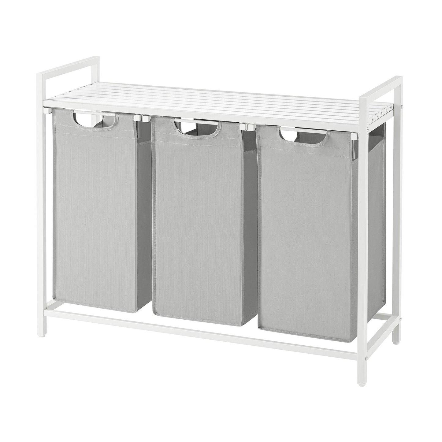 3-Section Laundry Hamper with Removable Bags, Laundry Basket with Shelf for Bedroom, 3 x 38 L, Black and Grey - image 20