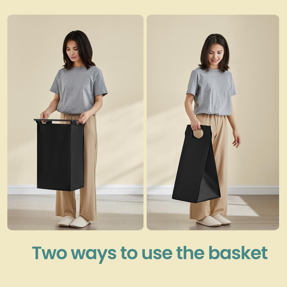 3-Section Laundry Hamper with Removable Bags, Laundry Basket with Shelf for Bedroom, 3 x 38 L, Black and Grey - image 12
