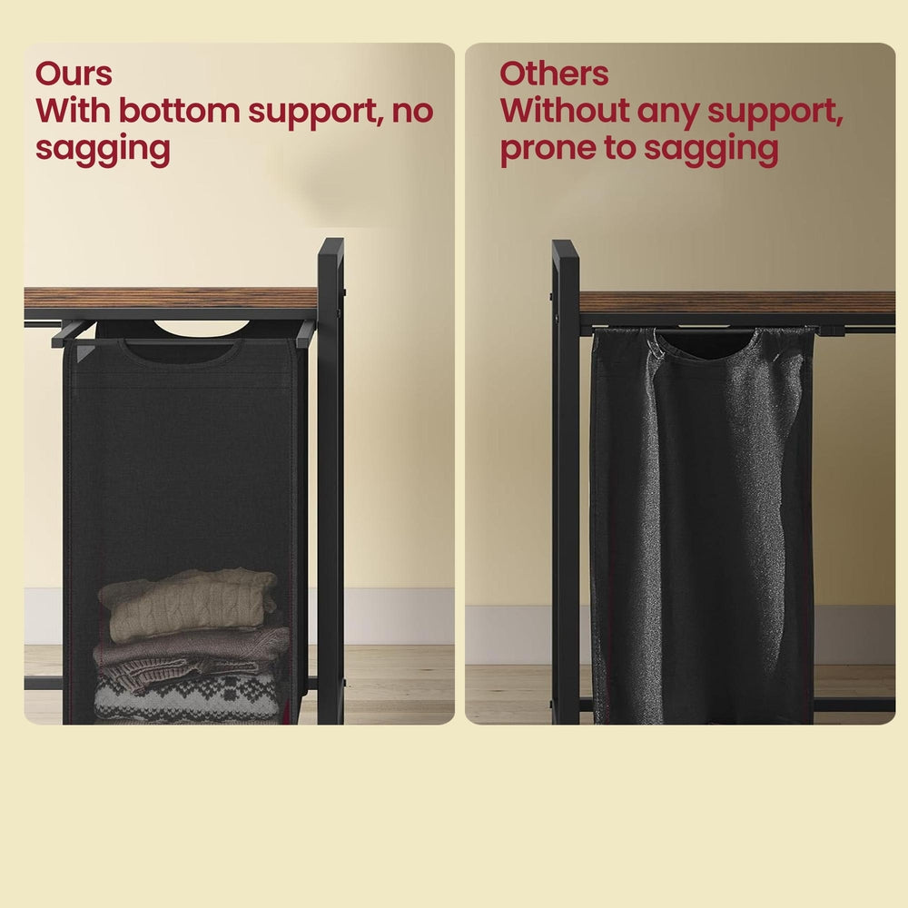3-Section Laundry Hamper with Removable Bags, Laundry Basket with Shelf for Bedroom, 3 x 38 L, Black and Grey - image 13