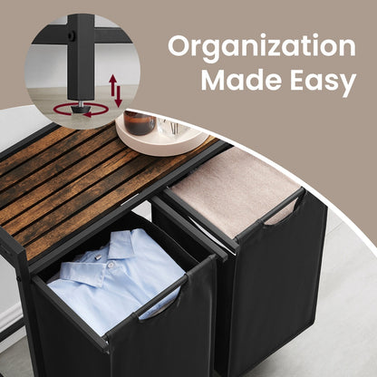 3-Section Laundry Hamper with Removable Bags, Laundry Basket with Shelf for Bedroom, 3 x 38 L, Black and Grey - image 14
