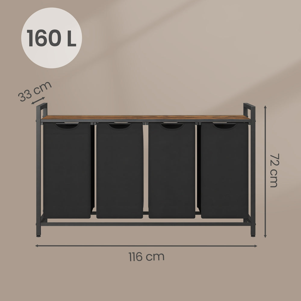 3-Section Laundry Hamper with Removable Bags, Laundry Basket with Shelf for Bedroom, 3 x 38 L, Black and Grey - image 16