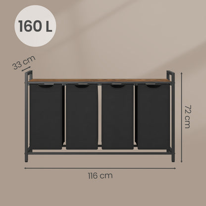 3-Section Laundry Hamper with Removable Bags, Laundry Basket with Shelf for Bedroom, 3 x 38 L, Black and Grey - image 16