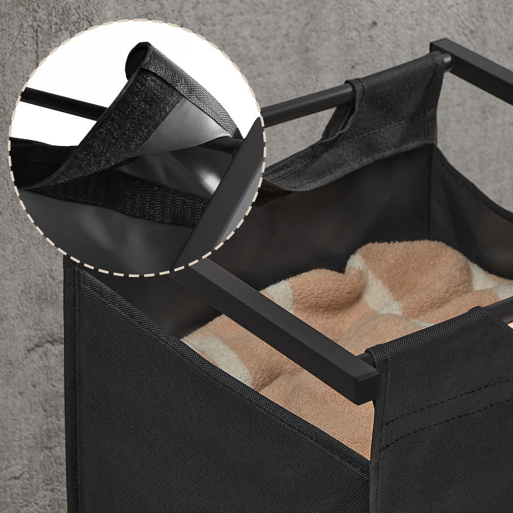 3-Section Laundry Hamper with Removable Bags, Laundry Basket with Shelf for Bedroom, 3 x 38 L, Black and Grey - image 18