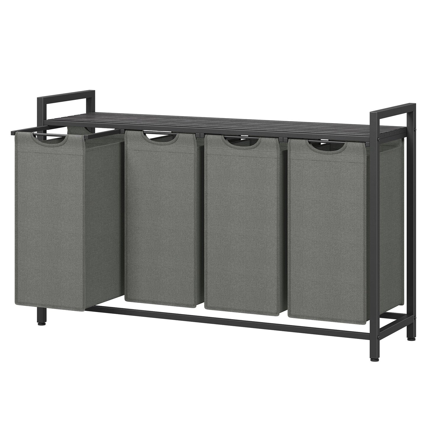 3-Section Laundry Hamper with Removable Bags, Laundry Basket with Shelf for Bedroom, 3 x 38 L, Black and Grey - image 25
