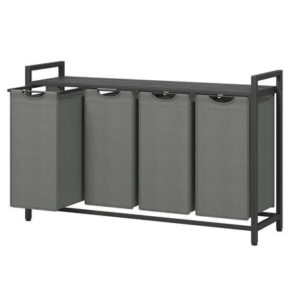3-Section Laundry Hamper with Removable Bags, Laundry Basket with Shelf for Bedroom, 3 x 38 L, Black and Grey - image 25