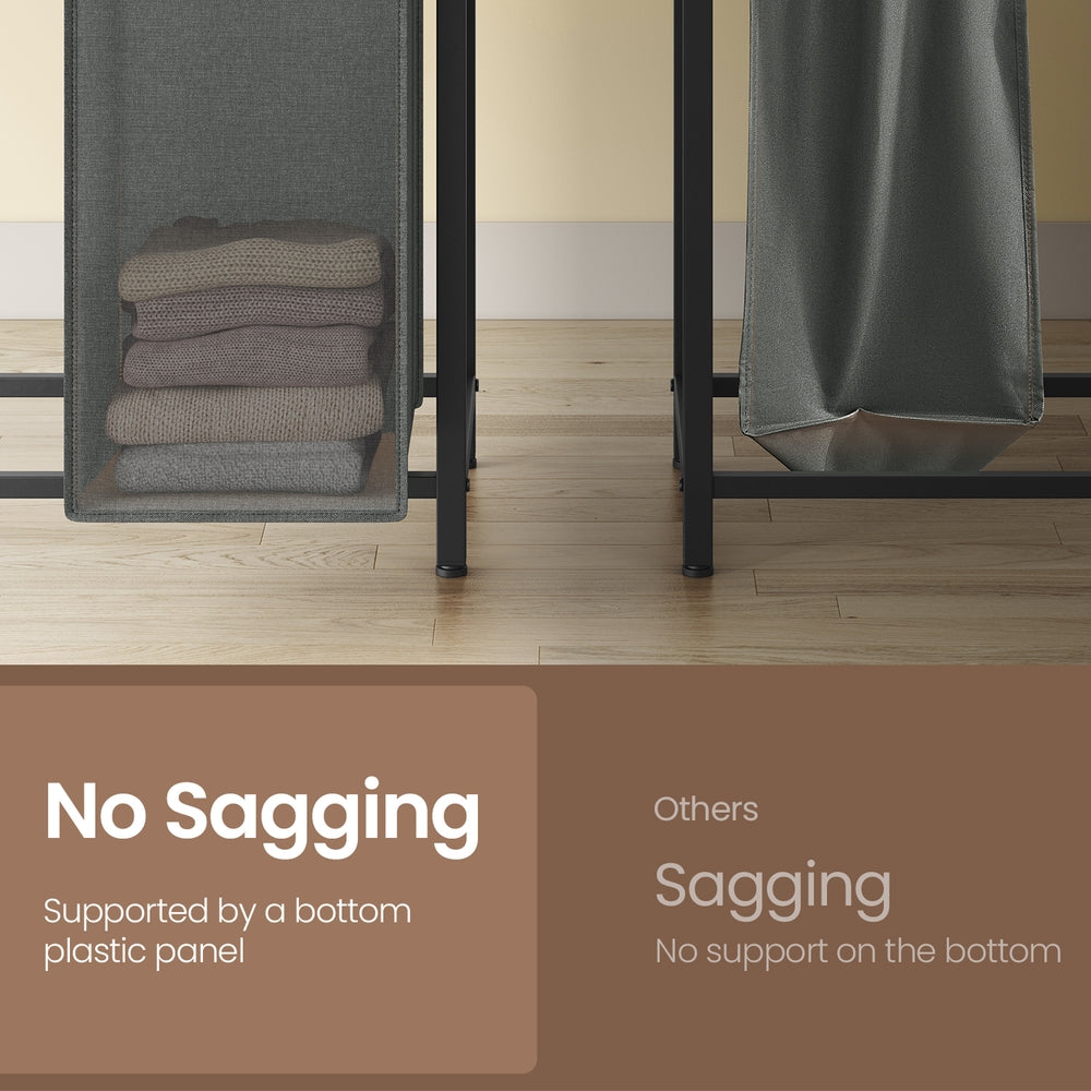 3-Section Laundry Hamper with Removable Bags, Laundry Basket with Shelf for Bedroom, 3 x 38 L, Black and Grey - image 28