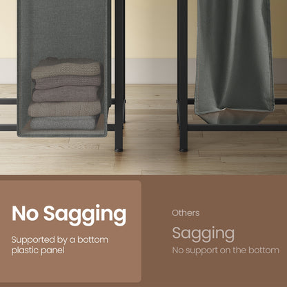3-Section Laundry Hamper with Removable Bags, Laundry Basket with Shelf for Bedroom, 3 x 38 L, Black and Grey - image 28