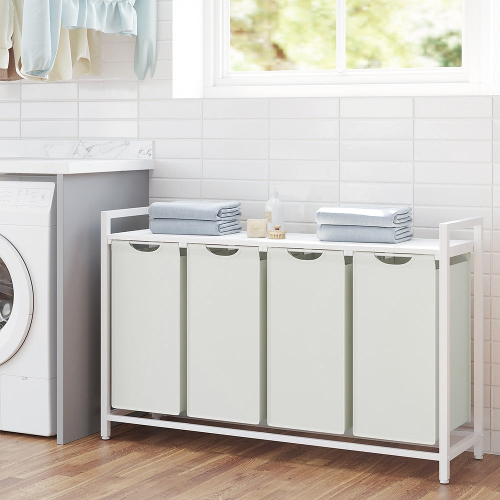 3-Section Laundry Hamper with Removable Bags, Laundry Basket with Shelf for Bedroom, 3 x 38 L, Black and Grey - image 31