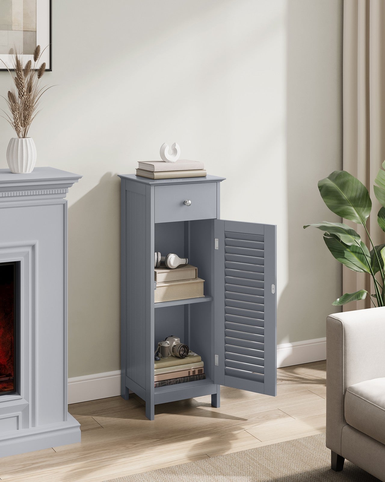 Bathroom Storage Cabinet with Drawer and Door Dove Grey - image 4