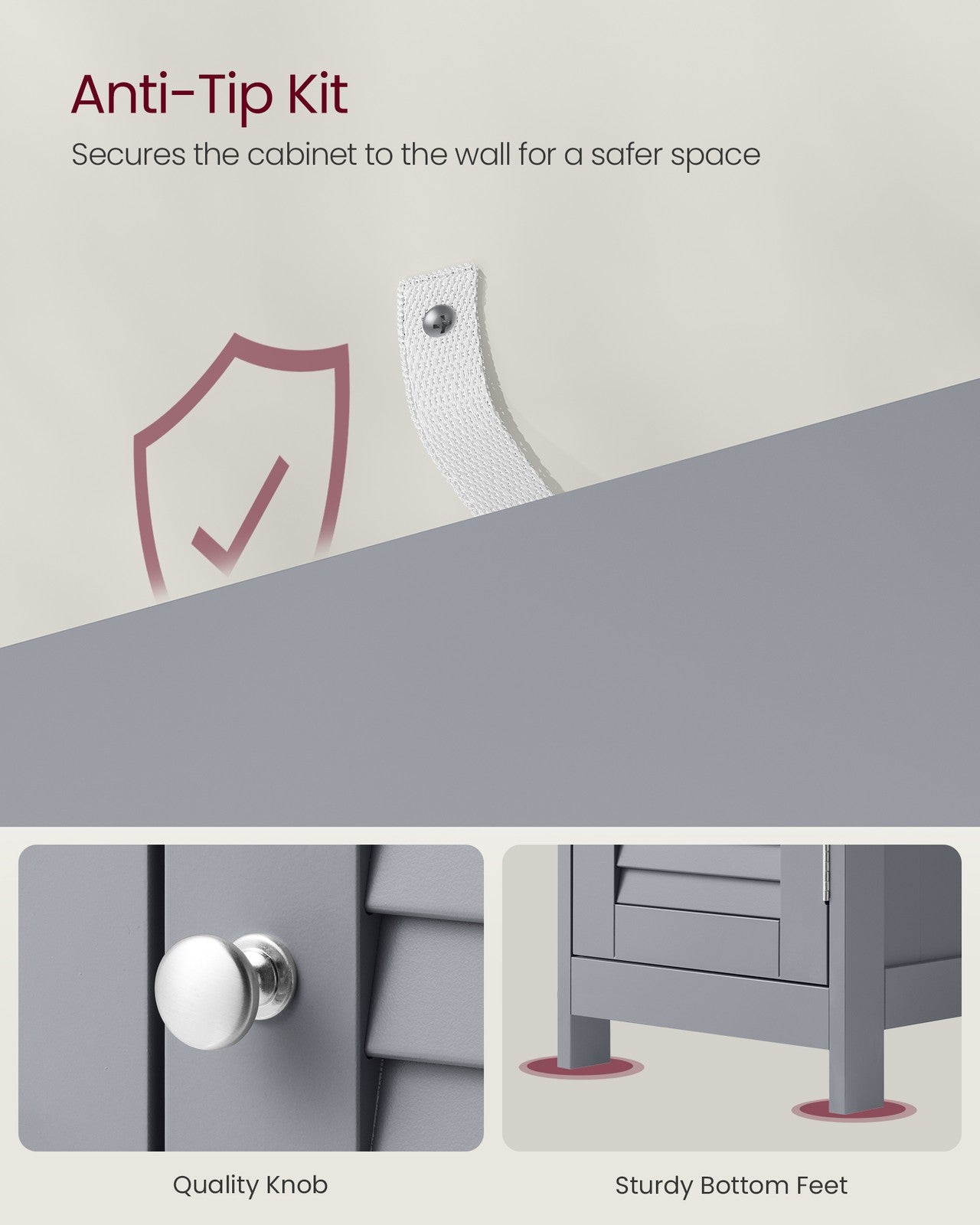 Bathroom Storage Cabinet with Drawer and Door Dove Grey - image 7