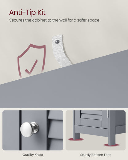 Bathroom Storage Cabinet with Drawer and Door Dove Grey - image 7