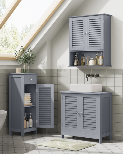 Bathroom Storage Cabinet with Drawer and Door Dove Grey - image 8