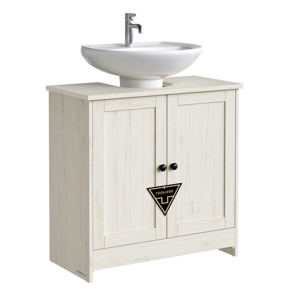 Bathroom Under Sink Cabinet Superfast Toolless Assembly Rustic White - image 1