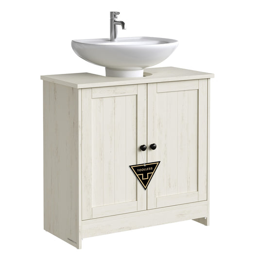 Bathroom Under Sink Cabinet Superfast Toolless Assembly Rustic White - image 1