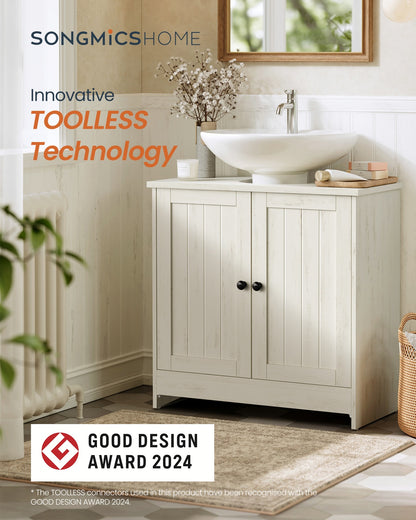 Bathroom Under Sink Cabinet Superfast Toolless Assembly Rustic White - image 2