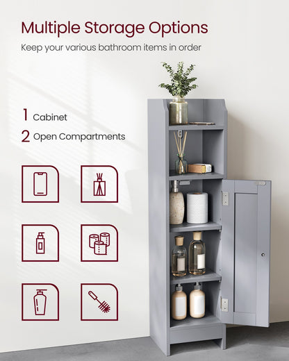 Freestanding Slim Bathroom Cabinet with Door and Shelves - image 3