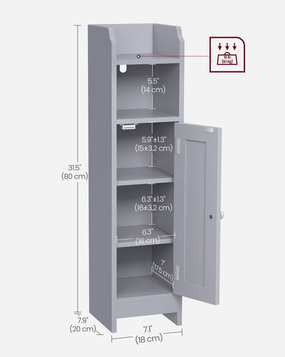Freestanding Slim Bathroom Cabinet with Door and Shelves - image 5