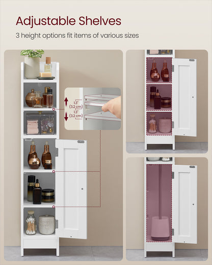 Freestanding Slim Bathroom Cabinet with Door and Shelves - image 20