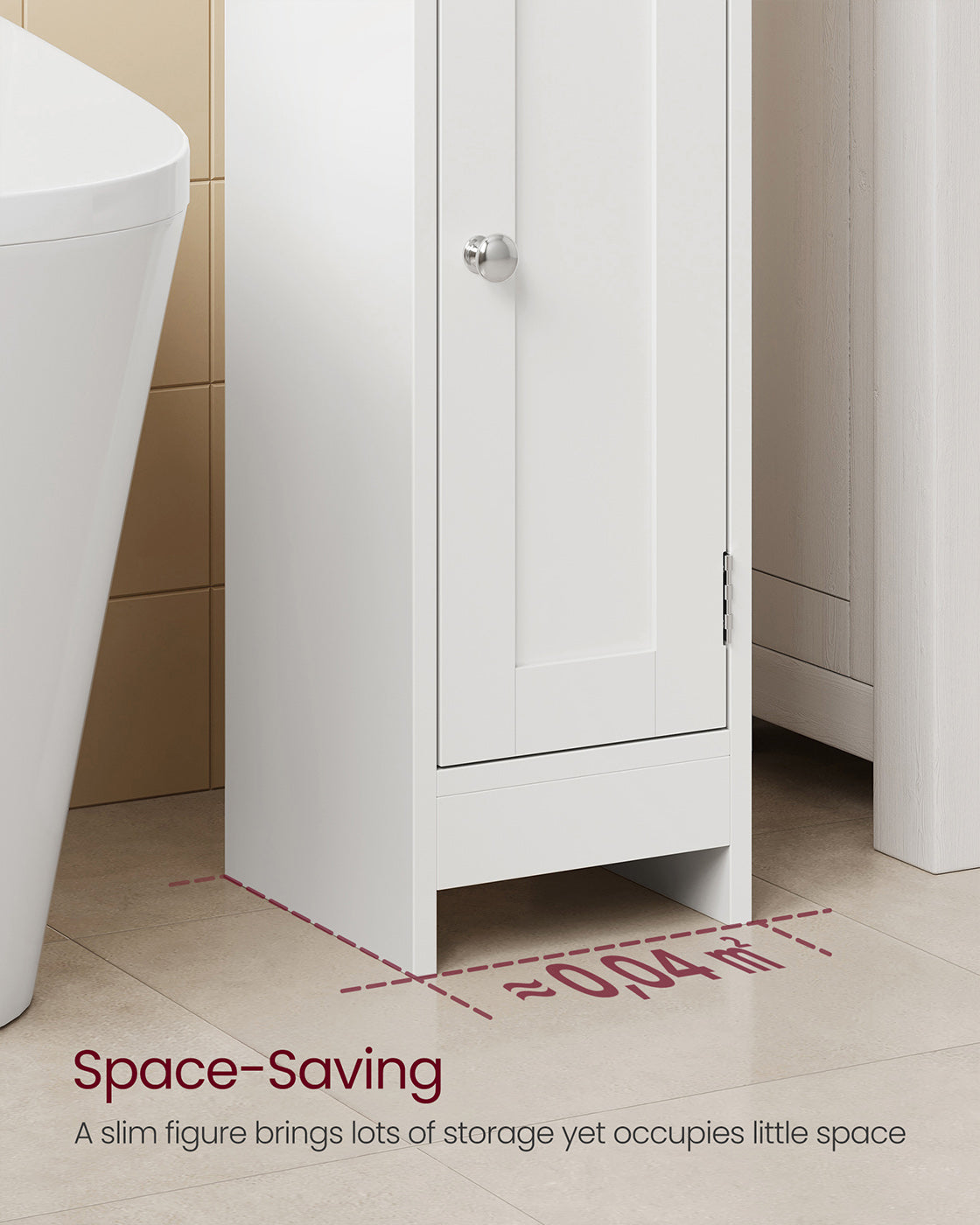 Freestanding Slim Bathroom Cabinet with Door and Shelves - image 23
