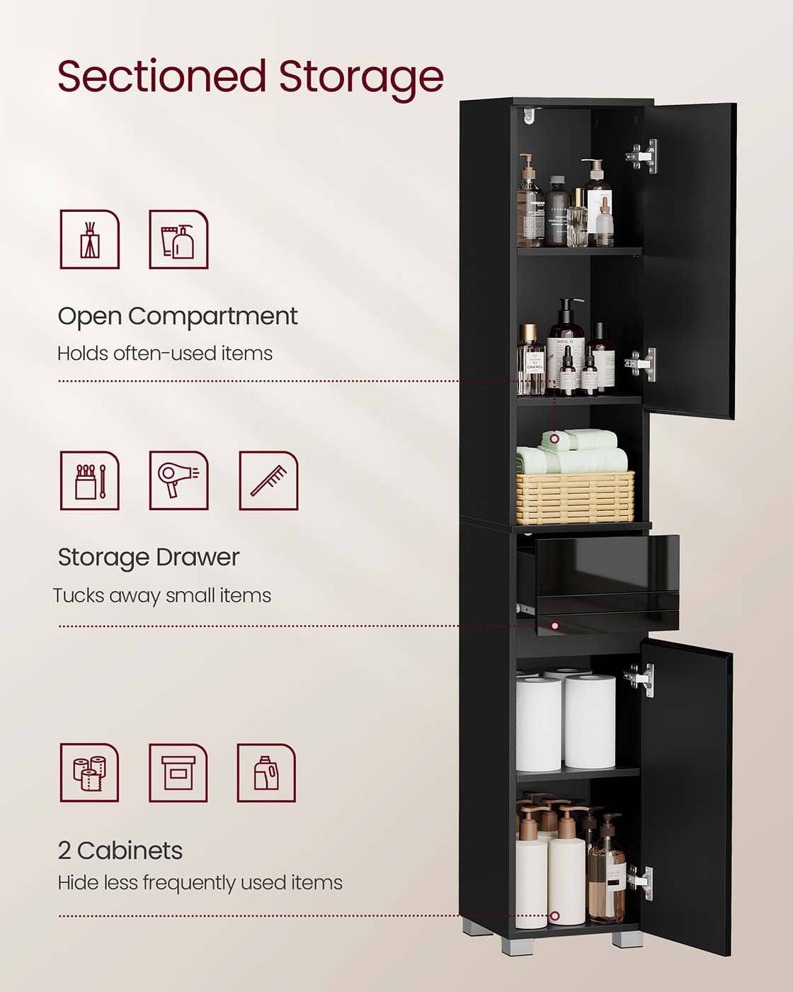 Sleek Bathroom Cabinet with a Drawer - image 3
