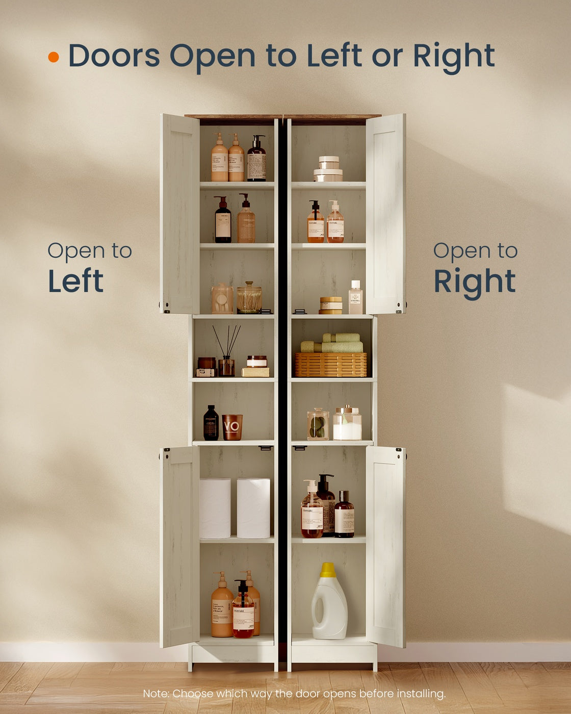 Superfast Toolless Assembly, Slim Tall Bathroom Floor Storage Cabinet 30 x 30 x 170 cm Rustic White - image 5